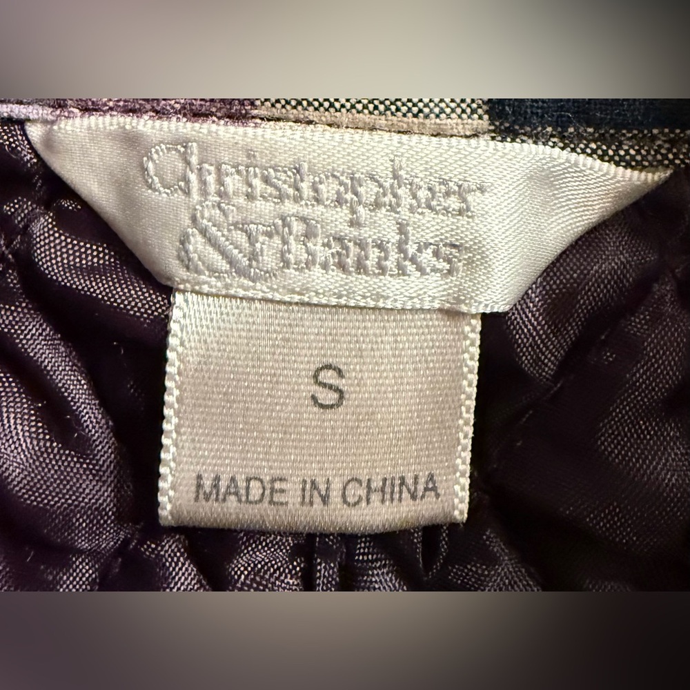 Christopher & Banks Purple Plaid Quilted Snap-Front Vest, Small. - Picture 9 of 10
